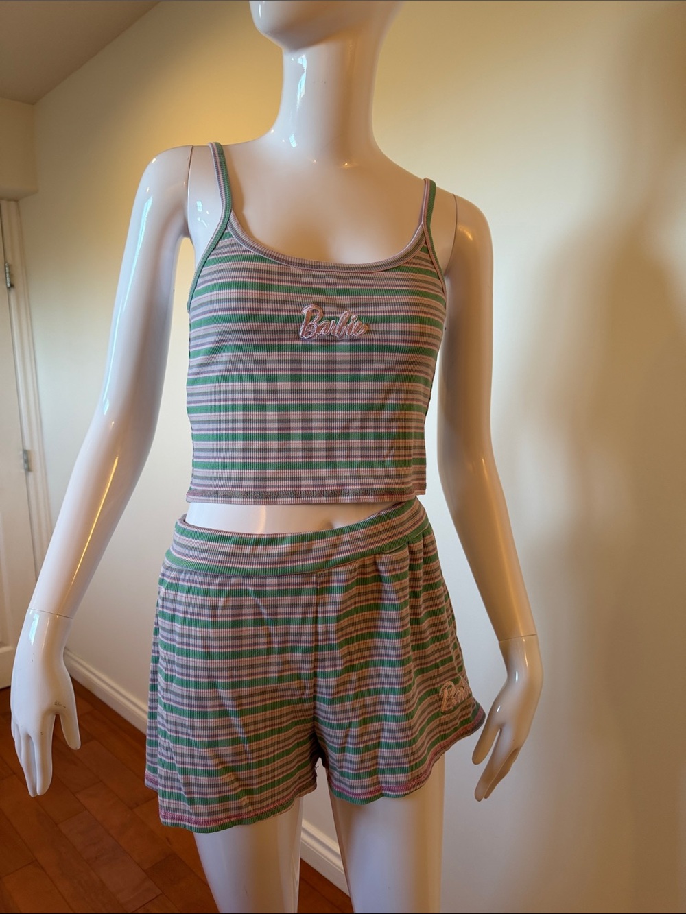 Barbie x Forever 21 Striped Crop Top Shorts Set Medium